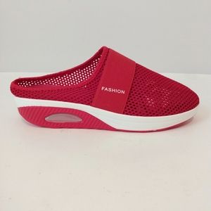 Fashion Red White Mesh Slip In Boat Beach Clog Shoes sz 40 US 7-7.5